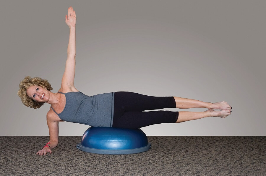 Functional exercise routine with bosu and bodybar